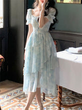 Lizakosht Midi Print Dress For Women Summer French Style 2023 New Elegent Evening Party Fashion A Line Holiday Female Clothes Vestidos